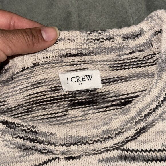 J.Crew Space Dye Sweater Women's Ivory Black 100% Cotton Knitted Long Sleeve M - Picture 7 of 9